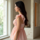Pastel Pink Ruffled Organza Peplum Top