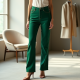 Emerald Green Silk Straight Jeans