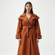 Terracotta Polka Dot Off-Shoulder Trench Coat
