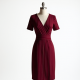 Burgundy Striped V-Neck Cocktail Dress
