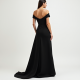 Minimalist Solid Color Off-Shoulder Evening Gown