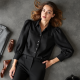 Midnight Black Plaid Puff Sleeve Blouse