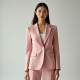 Pastel Pink Gingham Square Neck Tailored Blazer