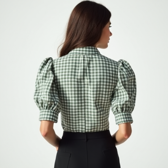 Preppy Gingham Puff Sleeve Blouse