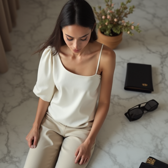 Minimalist Solid Color Off-Shoulder Blouse