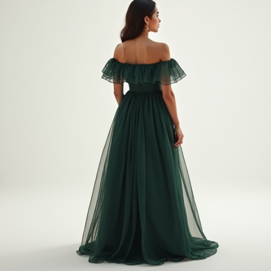 Classic Off-Shoulder Organza Cocktail Dress