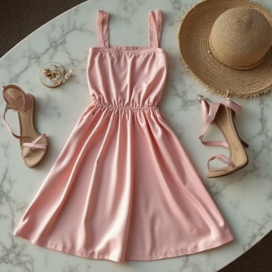 Pastel Pink Square Neck Satin Sundress